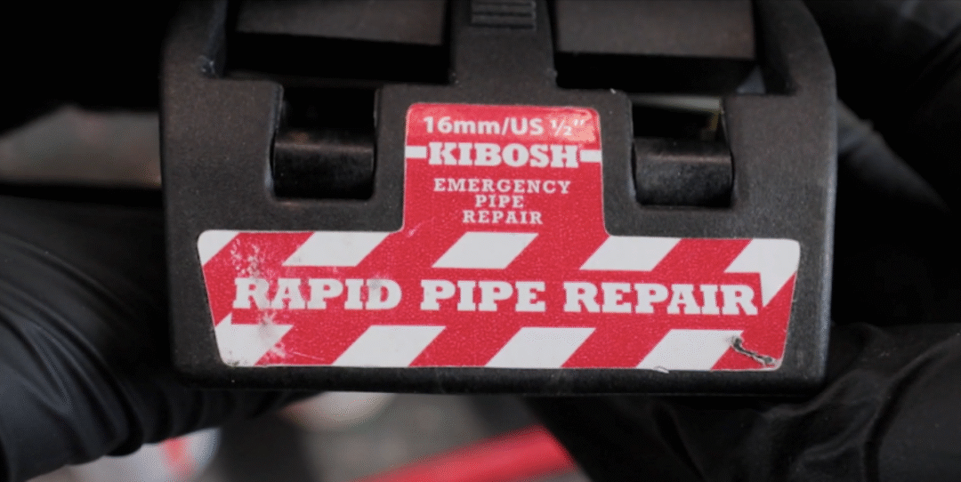 Close-up of a 16mm US KIBOSH emergency pipe repair kit.