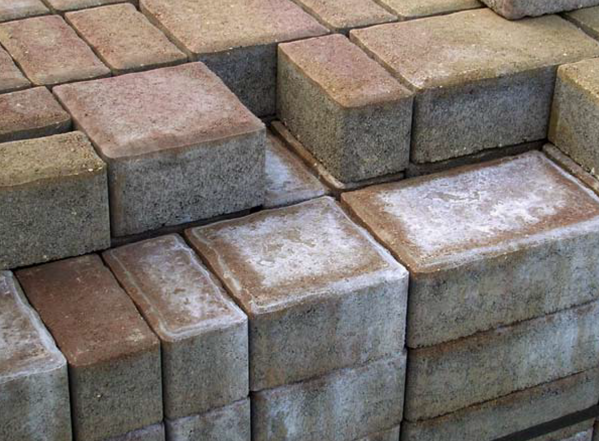 stack of brick with efflorescence