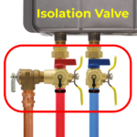 picture of isolation valve under a tankless water heater