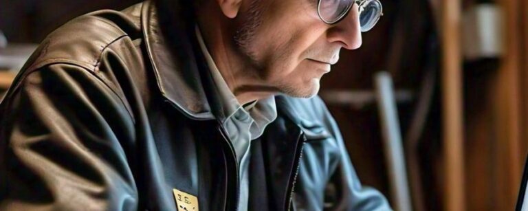 Close-up of an older man wearing glasses and a jacket, looking down thoughtfully.