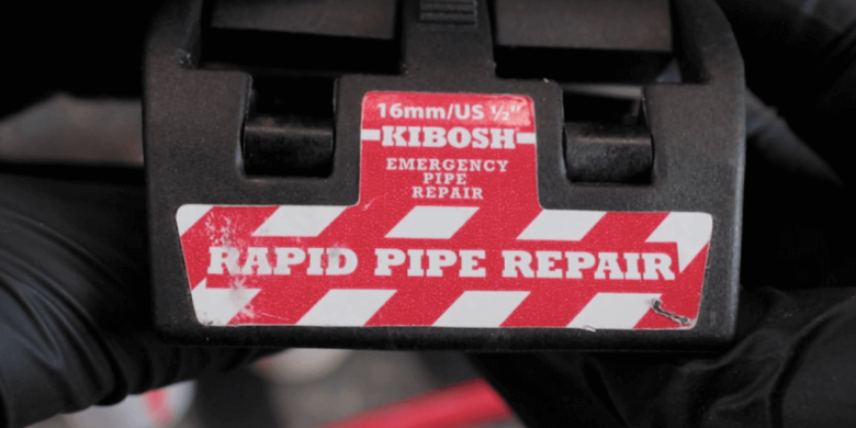 Close-up of a 16mm US KIBOSH emergency pipe repair kit.